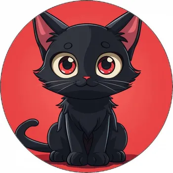 Jedlá dekorace na dort Jedlý papír černé kotě 19,5 cm