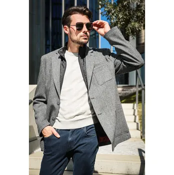 Pánské sako Koutný Pánské sako Barva: Šedá, Velikost: 66, Střih: REGULAR FIT