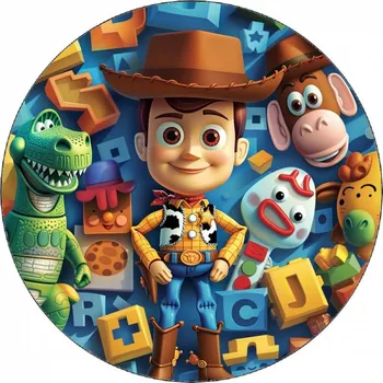 Jedlá dekorace na dort Jedlý papír Toy story Woody a hračky 19,5 cm