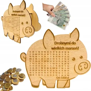 Obraz DŘEVĚNÉ PRASÁTKO POKLADNIČKA NA DROBNÉ I VELKÉ SNY - VÝZVA DÁREK