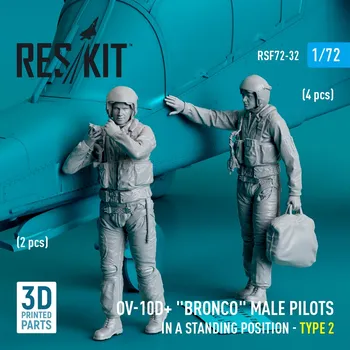 Plastikový model 1/72 OV-10D+ 'Bronco' male pilots standing Type 2