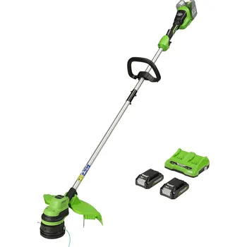 Křovinořez Greenworks Tools Bateriový okrajovač 48 V, 2 x 24 V, řezání 33 cm, se dvěma bateriemi 2 Ah a nabíječkou, černý zelený 6952909064994