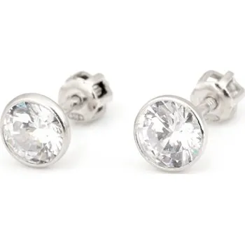 Náušnice Stříbrné náušnice pecičky s čirými zirkony STNAU1507F