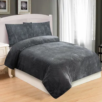 Povlečení JAHU Trojice tmavě šedé 140 x 200, 70 x 90 cm zipový uzávěr