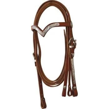 Uzdečka western Lakota "V" s plíšky hnědá