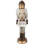 Vánoční dekorace zlato-šedý Louskáček s adventním kalendářem v náručí – 22 cm