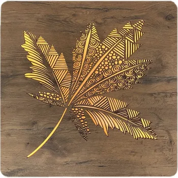 Obraz Li-Go "List javoru" světelný obraz s baterií 62x62cm varianta: ovládání na obraze včetně dálkového ovladače, provedení: dub světlý