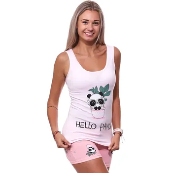 Dámské pyžamo Růžové pyžamo pro ženy či dívky kraťasy a tílko HELLO PANDA 1D1416 růžová m