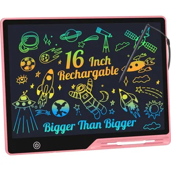 Robot LCD psací tablet, 16palcová barevná obrazovka dobíjecí Doodle Board batole vzdělávací hračky pro 3 4 5 6 let staré chlapce dívky X001QV5RWL
