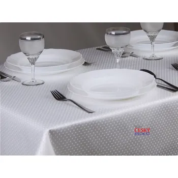 ubrus HEDVA ČESKÝ BROKÁT Ubrus Odaska kosočtverečky bílá