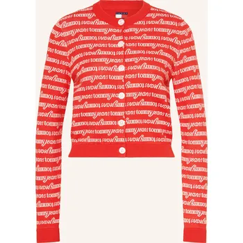 Dámský svetr Tommy Jeans Dámský Pletený Kardigan, červená / bílá, 36