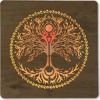 Obraz Li-Go "Strom srdce" světelný obraz s baterií 62x62cm varianta: ovládání na obraze včetně dálkového ovladače, provedení: dub světlý