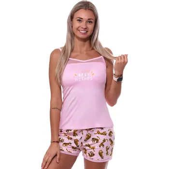 Dámské pyžamo Růžové i oranžové jemné luxusní pyžamo pro ženy s tygry 1D1364 růžová s