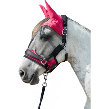 Koňská maska proti hmyzu Maska proti mouchám HKM Premium cob magenta