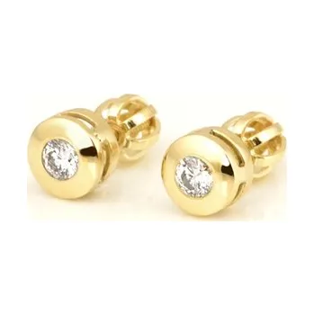 Náušnice Naušnice ze žlutého zlata pecičky s diamanty BN0032F + DÁREK ZDARMA