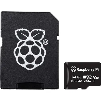 Paměťová karta Raspberry Pi 64 GB microSD karta třídy A2 + SD adaptér