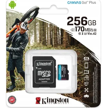 Paměťová karta Kingston Paměťová karta microSD 256 GB Go Plus 170/90 MB/s + Adaptér
