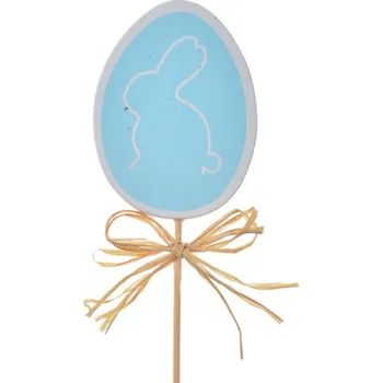 Velikonoční zápich do květiny modré vajíčko s obrysem zajíčka – 30 cm