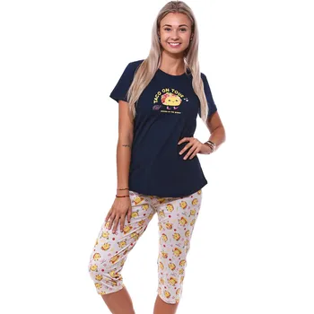 Dámské pyžamo Modré béžové i barevné pyžamo pro ženy či dívky s 3/4 nohavicí TACO ON TOUR 1B2079 modrá l