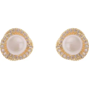 Náušnice B-TOP Pozlacené puzetové náušnice s bílou perlou