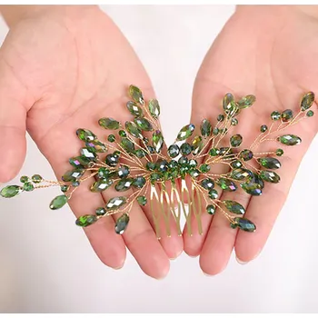 Souprava šperků B-TOP Hřeben do vlasů s kamínky - více barev Druh barvy: Zelená