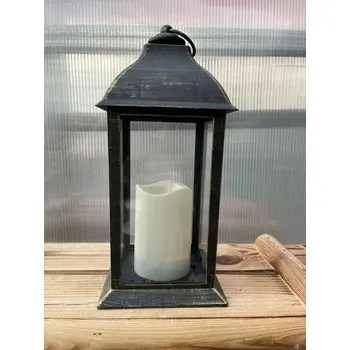 Stojací lampa Plastová lampa 14x30cm umělý plamen - zlatá