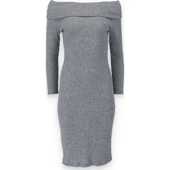 Dámské šaty Šaty přes ramena s lurexem U11370 Italie barva: šedá