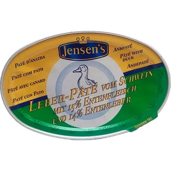 JENSEN´S Leber Pâté vom Schweinfleisch mit Entenfleisch und Entenleber- játrová paštika z vepřového masa s 15% kachního masa a 14% kachních jater - 80g
