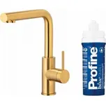 Kuchyňská baterie KFA DUERO PURE BASIC KUCHYŇSKÁ ZAŘÍZENÍ S FUNKCÍ FILTRACE VODY + SADA FILTRŮ PROFINE BLUE S, KARTÁČOVANÉ ZLATO