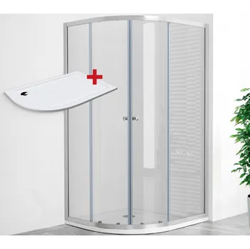 WellMall POINT AS ROCKY 120x80 Clear Asymetrický sprchový kout s mramorovou vaničkou