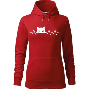 Dámská mikina DOBRÝ TRIKO Dámská mikina s potiskem Tep kočka Velikost dámské mikiny: XS, Barva: Červená