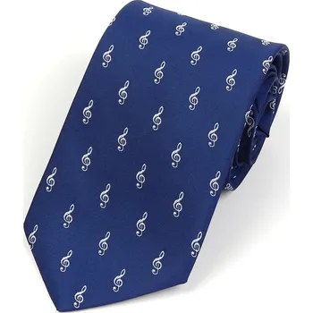 Kravata HEDVA ČESKÝ BROKÁT Kravata hudební PESh 8,5 cm HOUSLOVÝ KLÍČ Barevná varianta: tmavě modrá