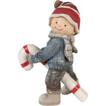 Vánoční dekorace figurka chlapeček v červené čepici s velkým lízátkem Candy Cane – 18 cm