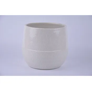 Květináč Obal na květináč keramický SETUBAL, pr.20x18cm, krémová|DRIP CREAM|Ego Dekor