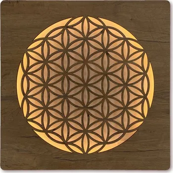 Obraz Li-Go "Květ života" světelný obraz s baterií 62x62cm varianta: ovládání na obraze včetně dálkového ovladače, provedení: dub světlý