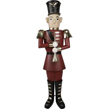 Velká kovová vánoční dekorace voják v červeném kabátě – 47x38x155 cm + doprava zdarma