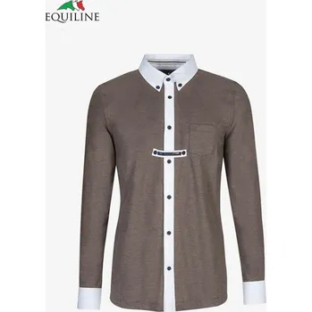 Pánská košile Závodní košile Equiline Mark 40 tabáková