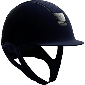 Helma na motorku Přilba Samshield Shadowmatt modrá/chrom/kůže flower M modrá