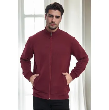 Dámský svetr 56777 Dewberry Zippered Mens Cardigan-BORDEAUX dewberry tmavě červená 2972321