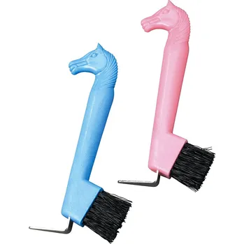 Čištění pro koně Kopytní háček s kartáčkem hlava koně červená