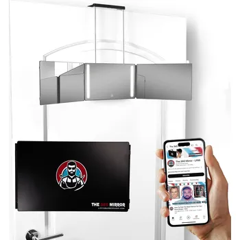 Kosmetické zrcátko LIPFISBARBERSHOP.COM Přenosný mini 360 stupňový LED zrcadlo - nastavitelné háčky - zrcadlo na stříhání vlasů - kompaktní 7421121196091