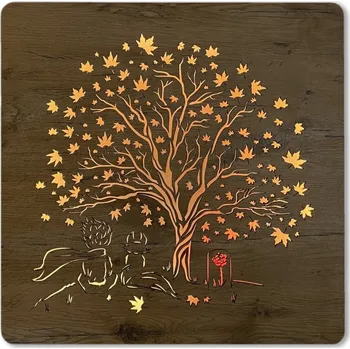 Obraz Li-Go "Malý princ" světelný obraz s baterií 62x62cm varianta: ovládání na obraze včetně dálkového ovladače, provedení: dub světlý