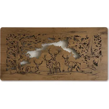 Obraz Li-Go "Jeleni" světelný obraz 230V 120x60cm provedení povrchu: dub světlý