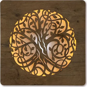 Obraz Li-Go "Strom života" světelný obraz s baterií 62x62cm varianta: ovládání na obraze včetně dálkového ovladače, provedení: dub světlý