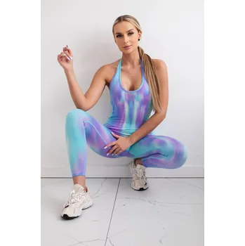 Dámský overall Fitness oblek s klikem fialový S/M