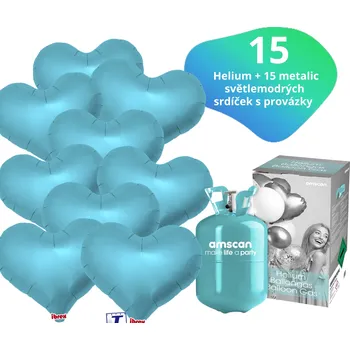Balónek Helium set - helium a balónky IBREX srdce modré 15 ks - Balonky.cz b82047