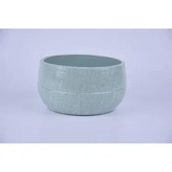 Květináč Mísa/Obal na květináč keramický SETUBAL, pr.19x10cm, zelená|DRIP MINT|Ego Dekor