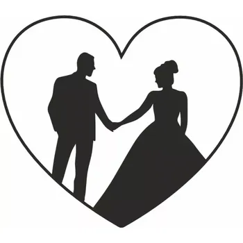 Obraz SVATEBČANI SRDCE pískování obrázku (Pískování obrázku na sklo z naší nabídky)