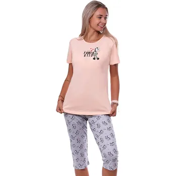 Dámské pyžamo Růžové i šedé pyžamo pro ženy či dívky s 3/4 nohavicí zamilovaná zebra 1B2072 šedá s