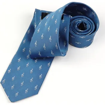 HEDVA ČESKÝ BROKÁT Kravata hudební PESh 8,5 cm HOUSLOVÝ KLÍČ Barevná varianta: světle modrá